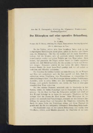 Das Rhinophym und seine operative Behandlung.