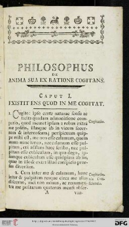 Caput I: Existit ens quod in me cogitat