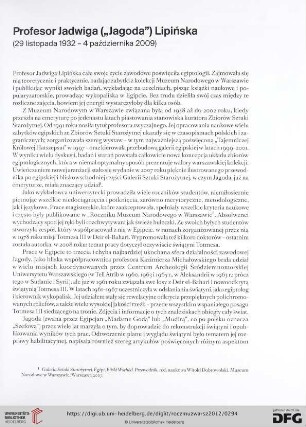 Profesor Jadwiga ("Jagoda") Lipińska : (29 listopada 1932 - 4 października 2009)