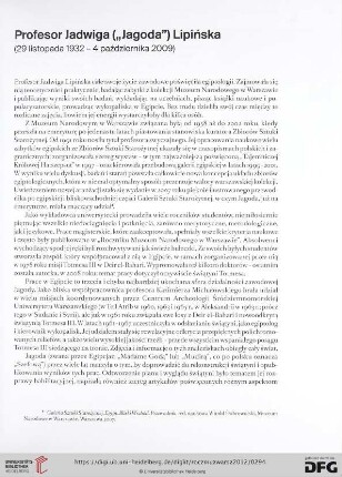 Profesor Jadwiga ("Jagoda") Lipińska : (29 listopada 1932 - 4 października 2009)