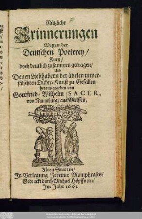 Nützliche Erinnerungen Wegen der Deutschen Poeterey