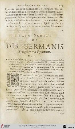 Eliae SchedI, de dis germanis. Syngramma quartum