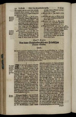 Das IV. Capitel. Von denen Brandenburgisch-neu-Fränkischen Stamm-Gliedern.