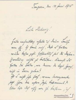 Julius Lauth an seine Ehefrau am 14.06.1915 (3.2012.1801)