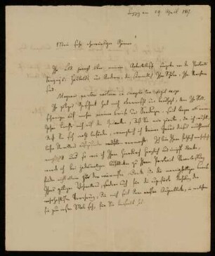 9: Brief von Gustav Friedrich Haenel an Gustav Hugo, Leipzig, 29.4.1837