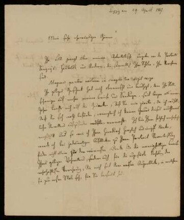 9: Brief von Gustav Friedrich Haenel an Gustav Hugo, Leipzig, 29.4.1837