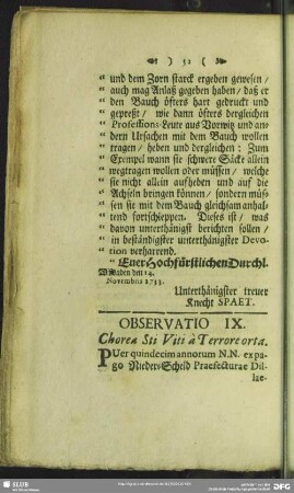 Observatio IX. Chorea Sti Viti a Terrore orta