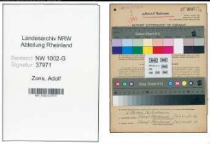 Entnazifizierung Adolf Von Zons, geb. 28.12.1901 (Lagerist)