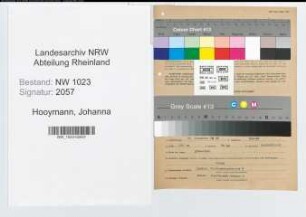Entnazifizierung Johanna Hooymann , geb. 30.12.1896 (Gastwirtin)