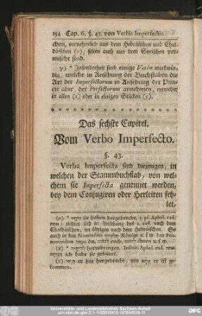Das sechste Capitel. Vom Verbo Imperfecto.