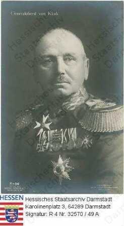 Kluck, Alexander v. (1846-1934) / Porträt in Uniform mit Orden, Brustbild