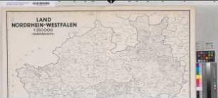 Land Nordrhein-Westfalen.-Gemeindekarte -. Stand 1. Juli 1949. III. Auflage. Mit politischer Übersicht und statistischen Bezirken. Ministerpräsident des Landes Nordrhein-Westfalen- Landesplanungsbehörde-Düsseldorf, Haus der Landesregierung / Wilgrödruck: Willy Größchen, Dortmund