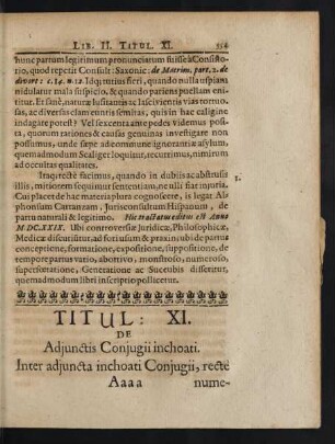 Titul. XI. De Adiunctis Coniugii inchoati. Inter adiuncta inchoati Coniugii, recte numerantur ritus, in Ecclesiis ...