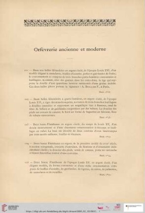Orfèvrerie ancienne et moderne (Nr. 101 - 182)
