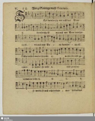 V. Am 4. Sontage nach Trinitatis: Seyd barmherzig wie auch euer Vater