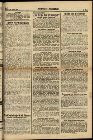 Zweite Ausgabe vom Montag, den 16. Januar 1939.