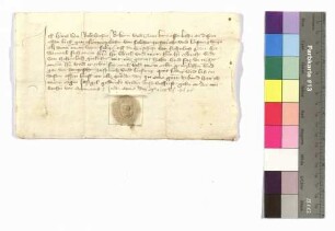 Hans von Bolzhausen gegenüber Ulrich und Albrecht von Hohenlohe; Siegel: Hans von Bolzhausen.