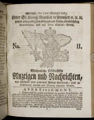 No. 11. Montags, den 13ten Martius 1769.