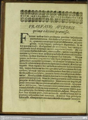 Praefatio Auctoris primae editioni praemissa