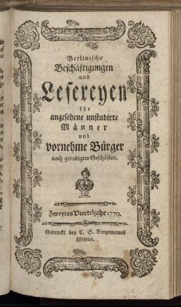 Zweytes Vierteljahr 1770.