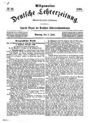 Stenographischer Bericht über die Verhandlungen der Deutschen Lehrerversammlung zu Hamburg, Pfingsten 1896