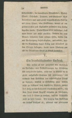 V. Ein brandabhaltender Anstrich.