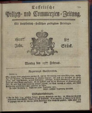 8tes Stueck, Montag den 15ten Februar 1802