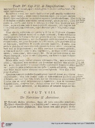 Caput VIII: De Nutritione et Accretione