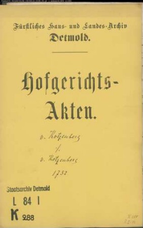 von Kotzenberg, Gebrüder gegen Wegekommissar von Kotzenberg - Holzberechtigung