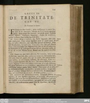 Locus III. De Trinitate.