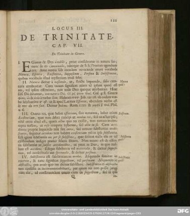 Locus III. De Trinitate.