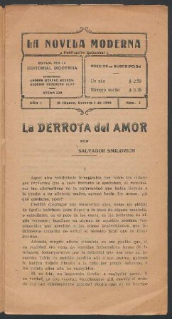 1922000500: La derrota del amor : novela inédita
