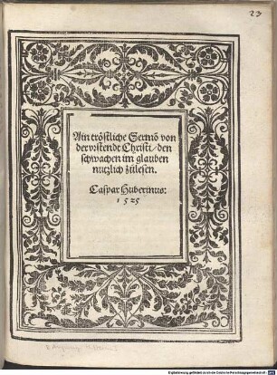 Ain tröstliche Sermon von der vrstendt Christi