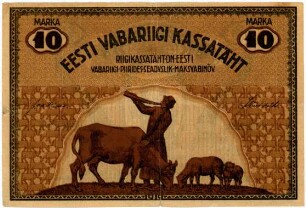 Geldschein, 10 Estnische Mark, 1919