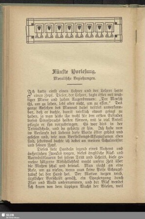 Fünfte Vorlesung. Moralische Beziehungen