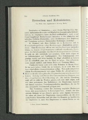 Herrschen und Kolonisieren. Von Wirkl- Geh. Legationsrat v. König, Berlin.
