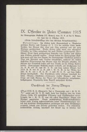 IX. Offensive in Polen Sommer 1915