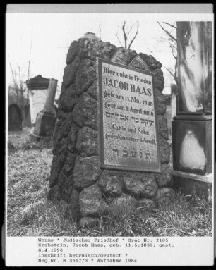 Grabstein von Jakob Haas (gestorben 1829.05.11)