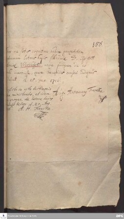 Testimonium von August Hermann Francke für Ehrgott Daniel Werschoffski.