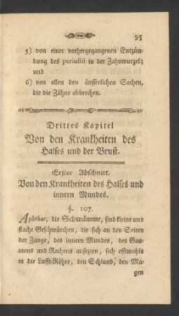Drittes Kapitel. Von den Krankheiten des Halses und der Brust