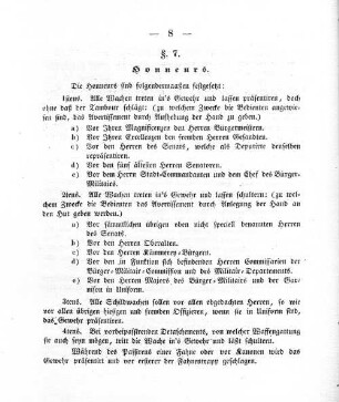 §. 7. Honneurs.