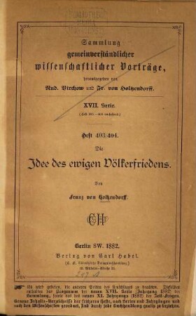 Die Idee des ewigen Völkerfriedens