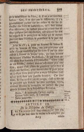 Article III. De la Discipline du Collège.