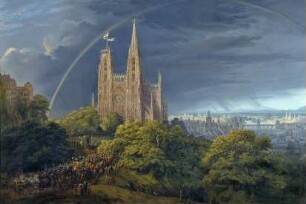 Mittelalterliche Stadt an einem Fluß