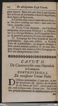 Caput II. De Controversiis cum Haereticis in Communi