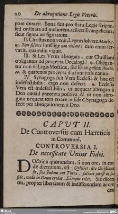 Caput II. De Controversiis cum Haereticis in Communi