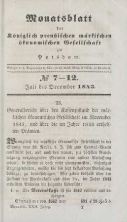 No 7-12. Juli bis December 1843.