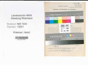 Entnazifizierung Heinz Kraemer , geb. 17.12.1922 (Polizeibeamter)