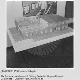 Nationale Hygiene-Ausstellung - Raum 3 - Modell Sozialgebäude des Kraftwerks Dresden