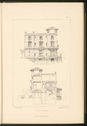 Villa Cannes: Schnitt und Ansicht (aus: Stadt- und Landhäuser, hrsg. von Ernst Wasmuth, Berlin 1894)